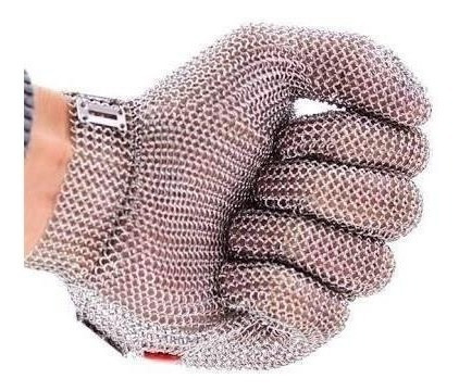 Luva De Aço Açougueiro Inox Cano Curto Segurança Anticorte