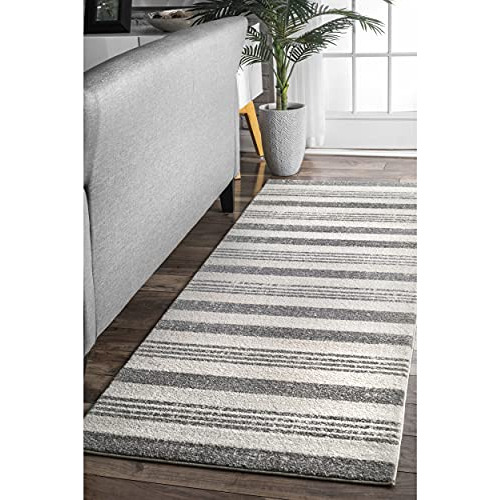 Alfombra Runner Rayas Kelsi, 2' 6  X 6', Gris