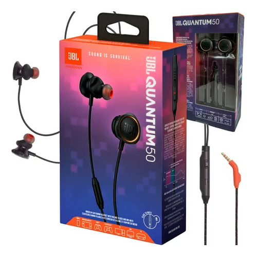 Fone De Ouvid O Com Fio (p2) Jbl Quantum 50 Preto Preto