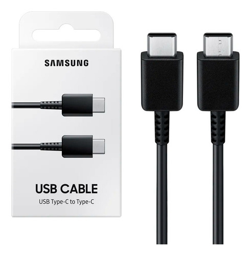Cargador Samsung 25w + Cable Tipo C / S20 Plus Fe Ultra A70 Negro