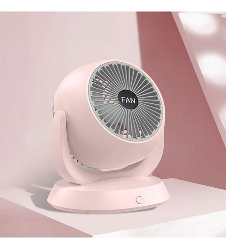 Ventilador Aire De Escritorio Cargo Usb De La Oficina Y Casa Cantidad De Aspas 3 Estructura Rosa Aspas Gris Diámetro 3 Frecuencia 50 Material De Las Aspas Plástico
