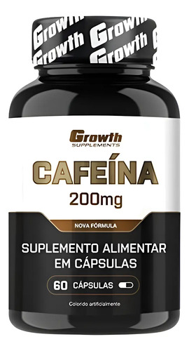 Cafeína 200mg (60 Caps) Termogênico Growth Supplements