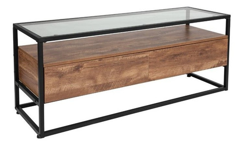 Mesa De Centro Con Cubierta De Cristal Y Cajones