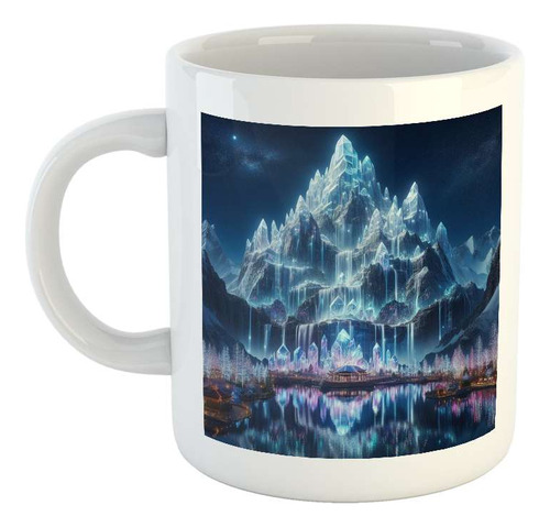 Taza Ceramica Montaña Cristal Cascadas Nieve Noche M4