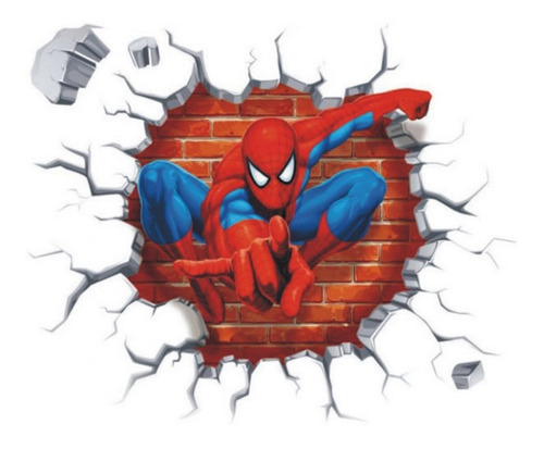 Spiderman Vinilo Adhesivo Pared - 3d  50x45 Cm