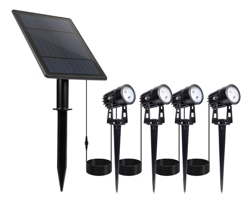 Pack X 4 Estacas Led Con Panel Solar Jardines Parques Ip65