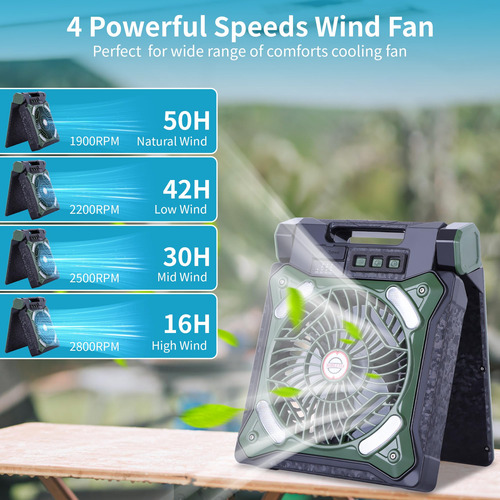 Ventilador Solar Camping Recargable Con Linterna Led Y Energ
