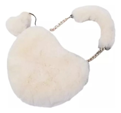 Bolsa Bandolera Forma De Corazón De Peluche Con Cadena