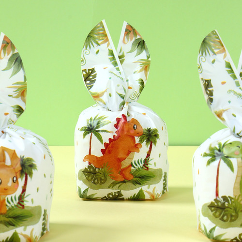 50 Bolsas De Dulces Orejas De Conejo Dinosaurio Cumpleaños