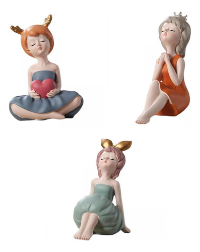 3 Estatuas De Estatuilla De Chica Nórdica, Escultura De