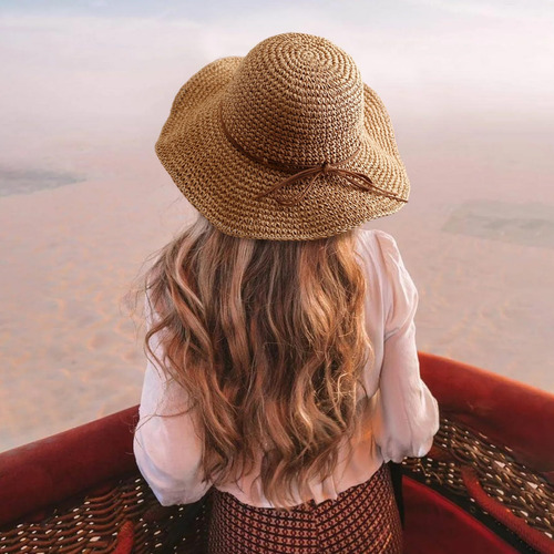 Sombrero De Playa, Sombrero De Paja De Mujer Con Sombrero