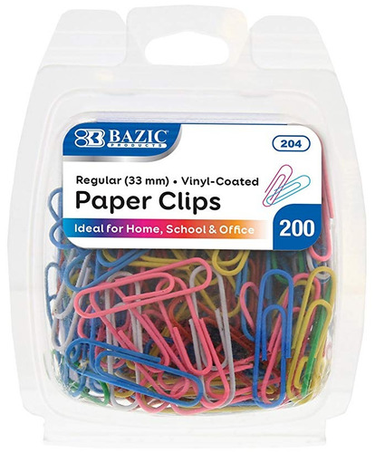 Bazic No.1 Regulares De Color Clips, 33 Mm, Surtidos, 200 Po