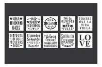 Comprar Kit X 10 Stencils 9x9cm Frases Positivas Deco Noreste Ideas