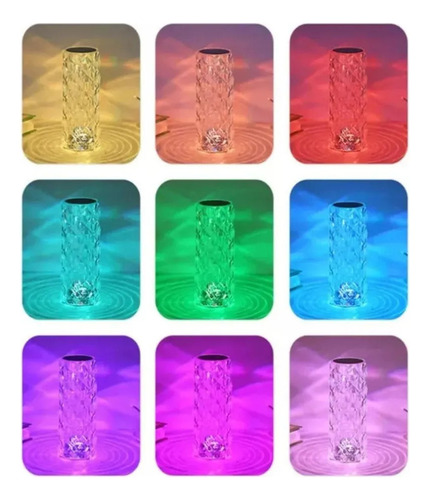 Lámpara De Mesa Recargable Con Control Táctil De 16 Colores