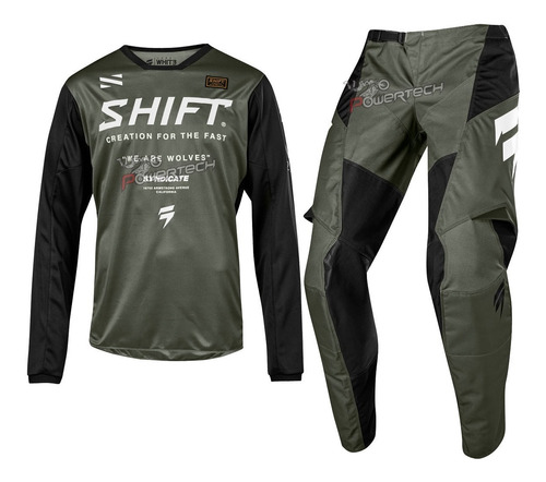 Equipo Conjunto Motocross Shift Mx Whit3 Muse Smoke Militar