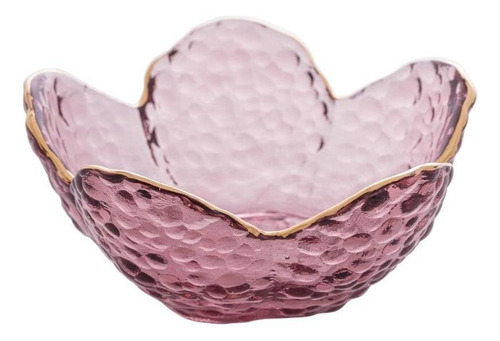 Bowl De Cristal Martelado Com Borda Dourada