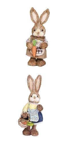 2x Conejo De Paja Figura De Conejito De De Pascua