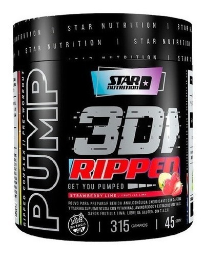 Pump 3d Ripped Pre Entreno Quemador Star Nutrition 315gr Li