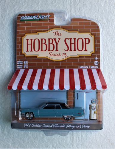 Greenlight Hobby Shop 1972 Cadillac Coupe Deville S13 Color Azul Claro