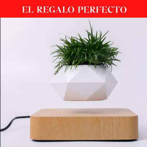 Maceta Flotante Levitación Giratoria Magnética Decoracion Blanco Liso