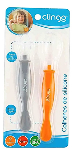 Colheres Para Bebê Ponta Dupla Silicone Macia Clingo C2243
