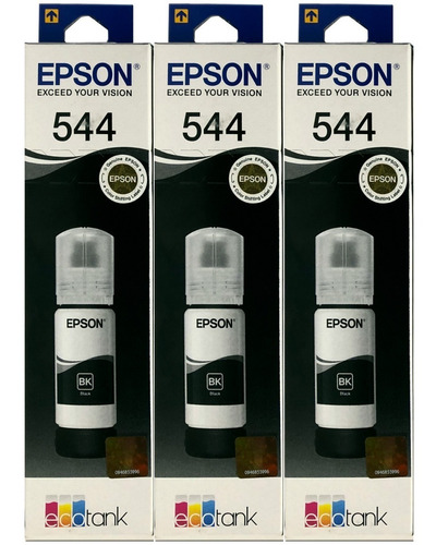 Combo 3 Botella Tinta Epson 544 Negro T544120 C13t00n12a