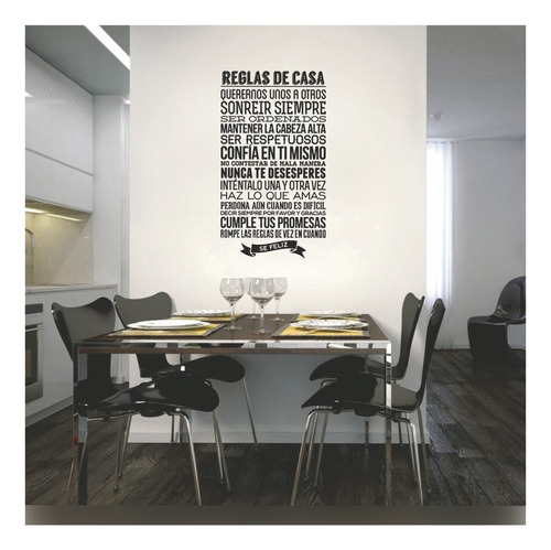 Vinilo Decorativo Frase Reglas De Casa Se Feliz 60x30cm