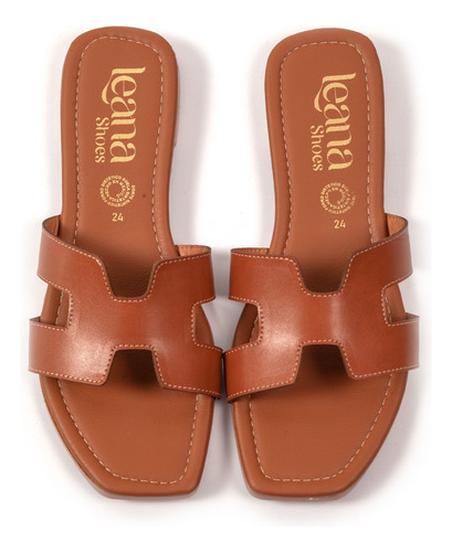 Sandalias De Dama Slides Color Camel, Leana Shoes