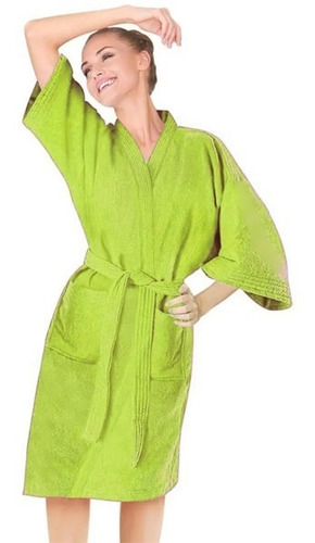 Salida De Baño Para Mujer Color Verde Manzana  Felpa Bellota