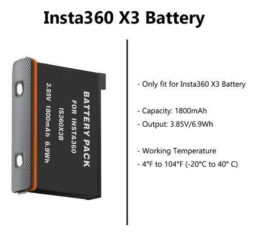 Paquete De 2 Baterías Insta360 X3 De 1800mah.
