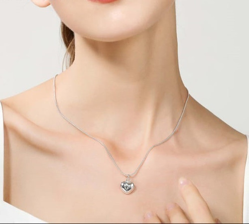 Collar Colgante Para Fotos Diseño De Corazón - Plata 925