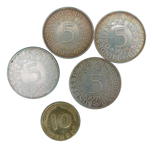 Moneda Grupo De 1 Pfennig Mas 4 Deutsche Mark Alemania 