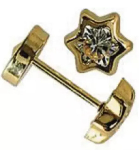 Imagen 2 de 7 de Par Aros Abridores Oro 18k Estrella Cristal Swarovski Garant