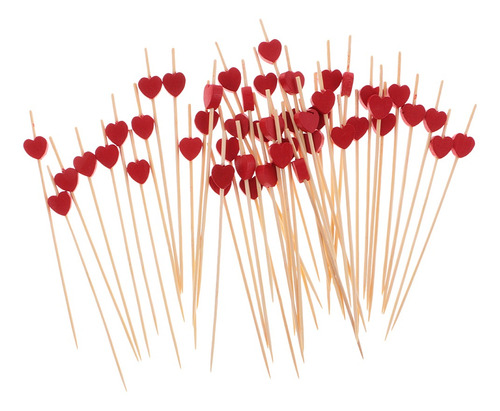 200pcs Creative Heart Shape Sandwich Toothpicks Bamboo Fruit