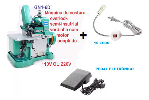 Maquina Costura Overlock +led+pedal Eletrônico-110v