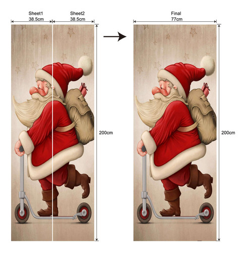 Adesivo De Natal Para Porta, Papai Noel, Vidro, Janela, M