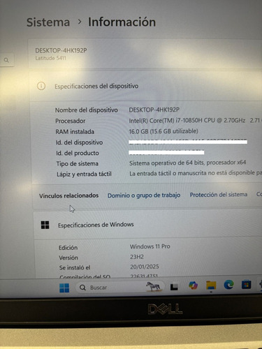 Laptop Dell Latitude 5411 Core I7 10th 16 Gb 256 Ssd 14in (Usado)