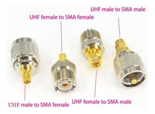 4x Uhf A Sma Pl-259 Conector Rf Coaxial Adaptador Coaxial
