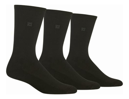 Chaps Men's Assorted Solid Dress Crew Socks (3 Pack), Black,