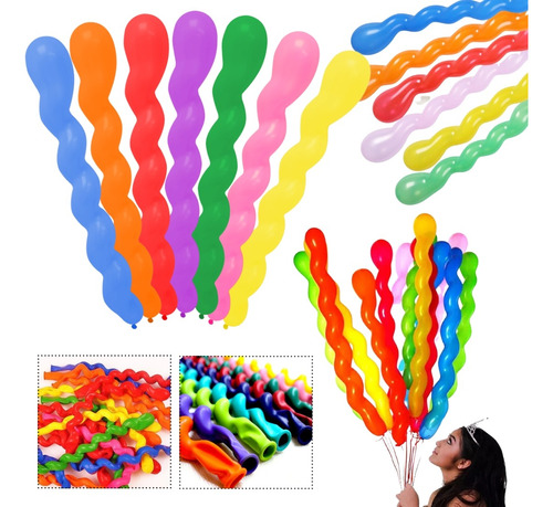 40 Globos Spiral Enrulado Espiralados Juguetes Grande Oferta