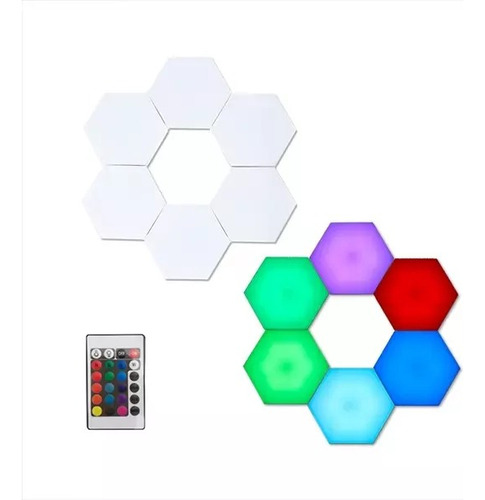 Set De 6 Luces Hexagonales Led Rgb + Control