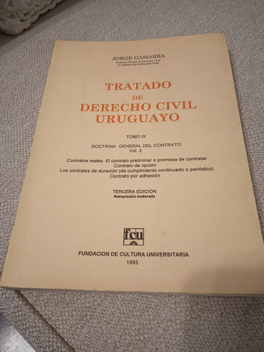 Tratado De Derecho Gamarra Tomo 9 Vol 2. Excelente Ed. 1993