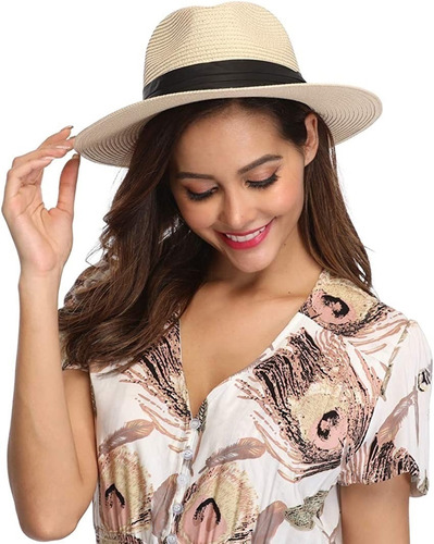 Sombrero De Playa Enrollable Panamá De Ala Ancha Para Mujer