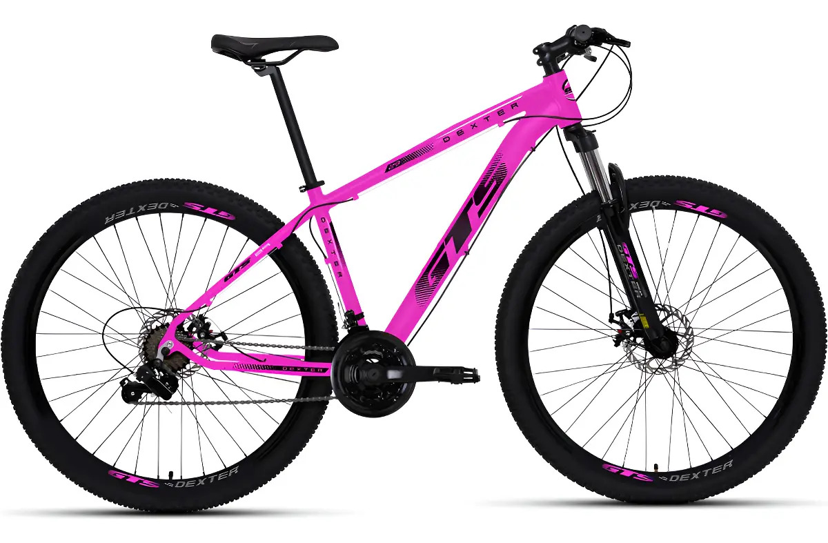 Bicicleta Gts Dexter 21v Aluminio Aro 29 Shimano Freio Disco Cor Rosa Com Preto Tamanho Do Quadro 15