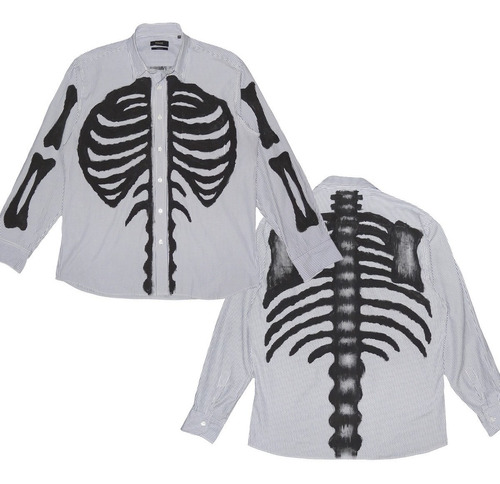 Camisa Bones Esqueleto Huesos Calavera Zombie Pintada A Mano