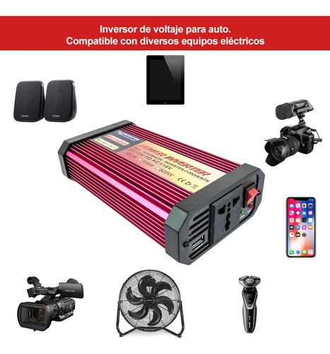 Inversor De Voltaje De 600w Para Auto Usb El-inv600w