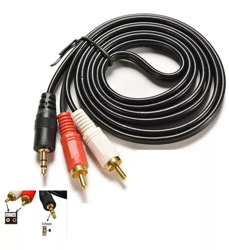 Cable Audio Plug 3.5 Mm Stereo A 2 Rca Macho Gold 3 Mts