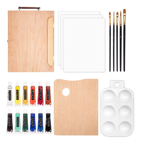 Academy Art Supply Juego De Caballete De Mesa Con Caja De Ca