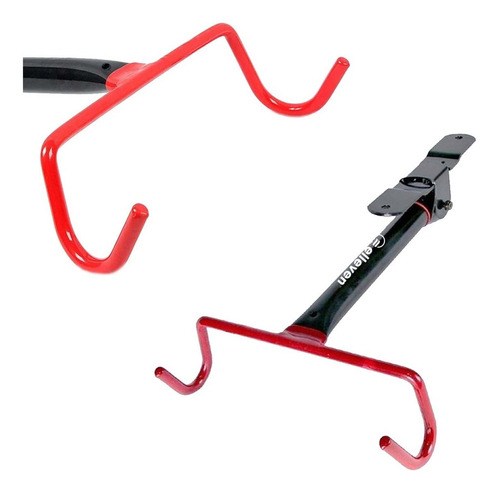 Soporte retráctil horizontal para colgar bicicletas, color negro/rojo
