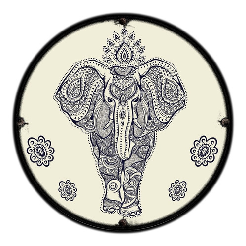 #170 - Cuadro Decorativo Vintage 30 Cm / Elefante No Chapa